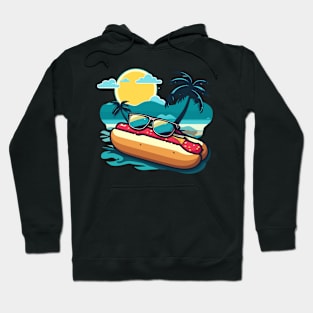 Hotdog at the beach sun, summer design Hoodie